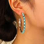 Retro Turquoise Hoop Earrings