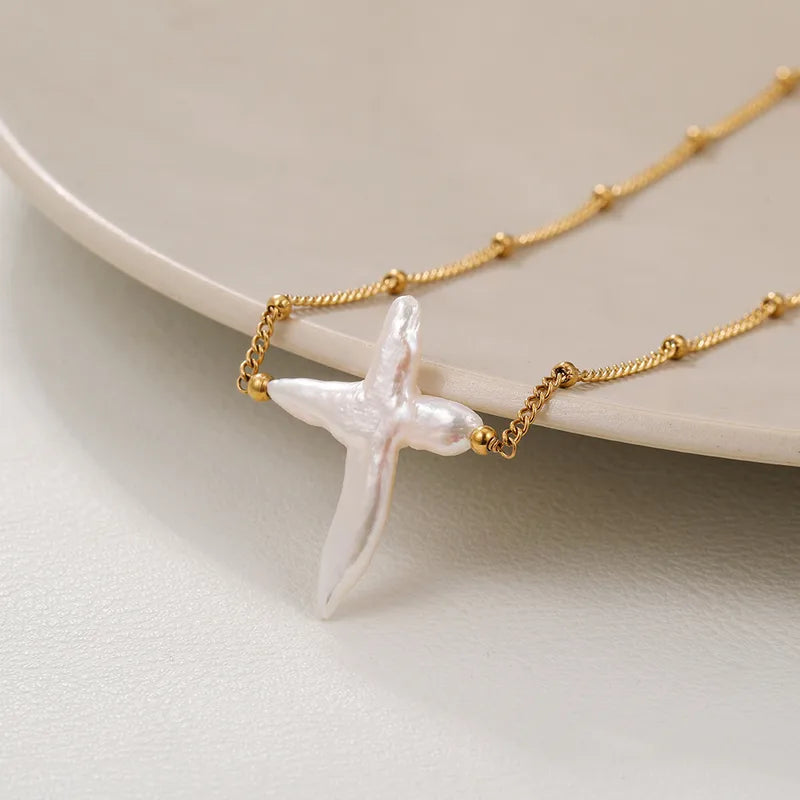 Pearl Cross Necklace
